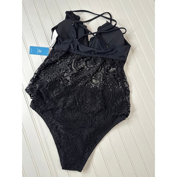 NWT Cupshe Tankini 2 PC Swimsuit - Scalloped Lace & Cutout Bathingsuit Bundle L - Picture 4 of 7